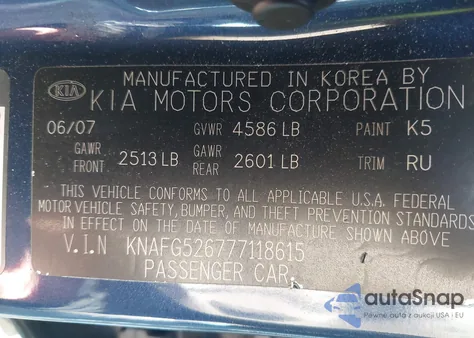 2007 Kia Rondo Ex V6 from USA, damaged, VIN KNAFG526777118615